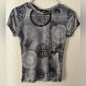 JUST POLLY Y2K Inspired Mesh Top- Size M